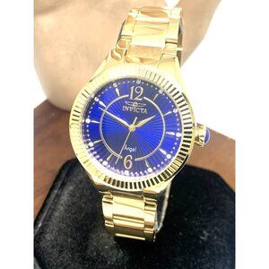 Invicta Women's Watch 28281 Angel Blue Dial Gold Stainless Steel Quartz 35mm